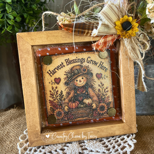 Harvest Blessings Grow Here - 5x5 Shadow Box Decor