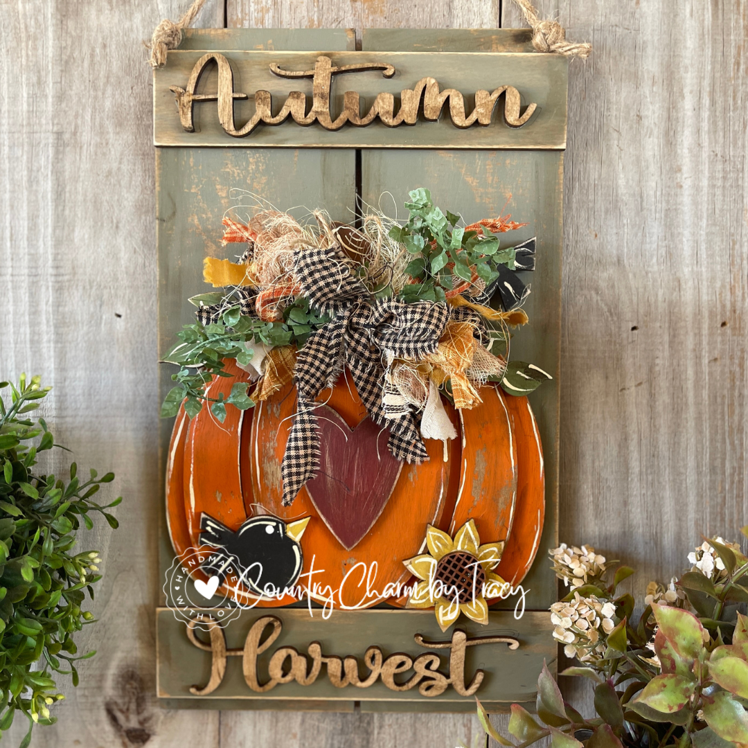 Autumn Harvest Pumpkin Door Hanger Finished and Ready to Ship!