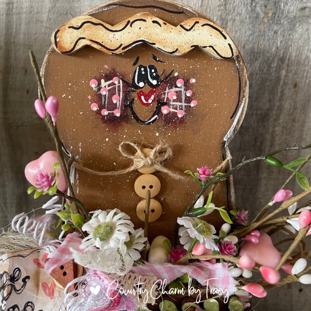 *NEW* Valentine Gingie Girl “Be Mine” Prim Pocket Shelf Sitter