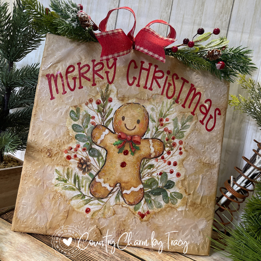 Whimsical Gingy 12x12 Canvas – One of a Kind Christmas Decor |