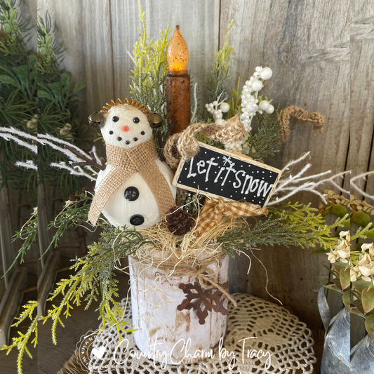 Let It Snow Rustic Snowman Decor