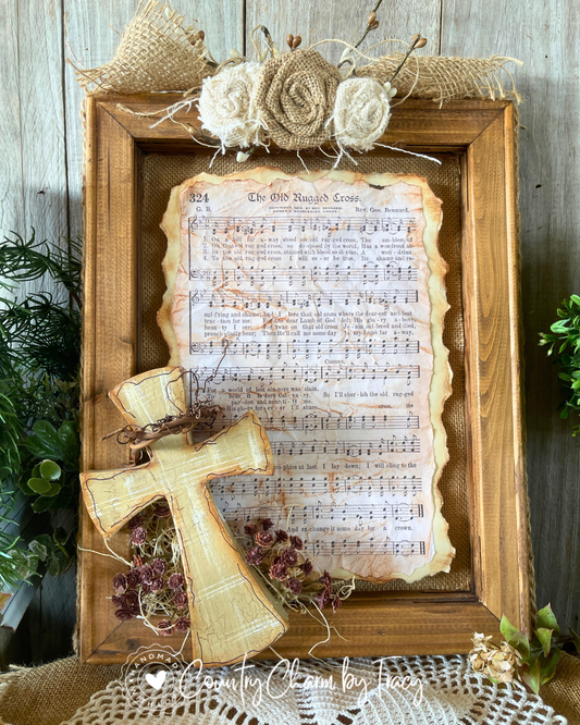 NEW!! Old Rugged Cross Shadow Box – 11x14 Rustic Faith Decor