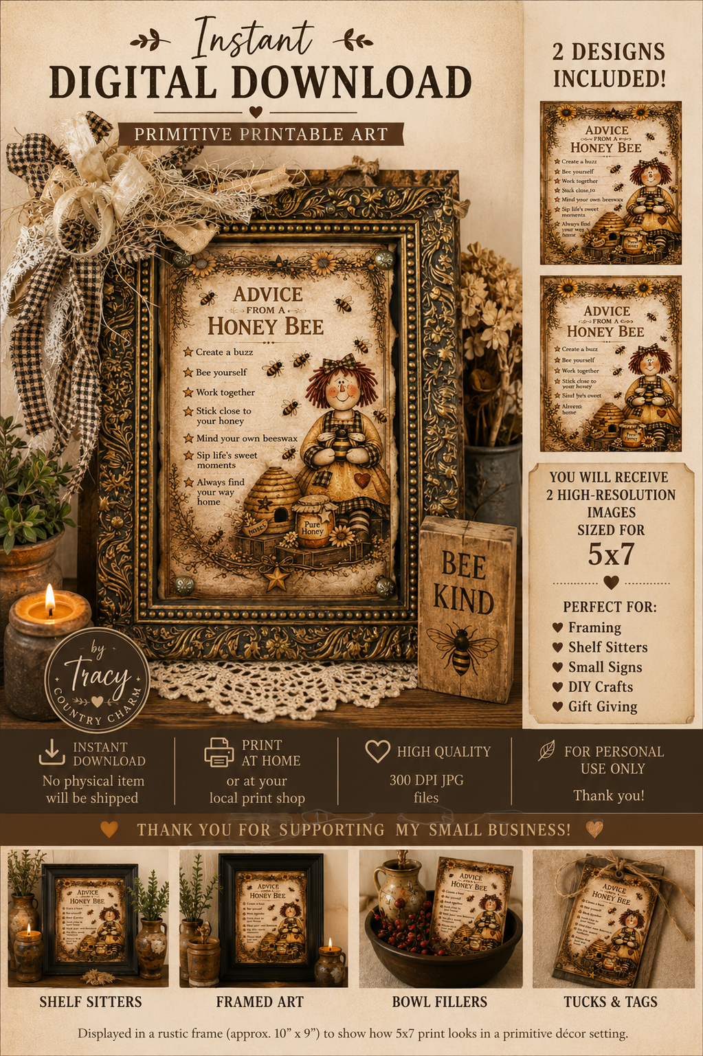 Advice from a Honey Bee – | 5x7 Printable PDF