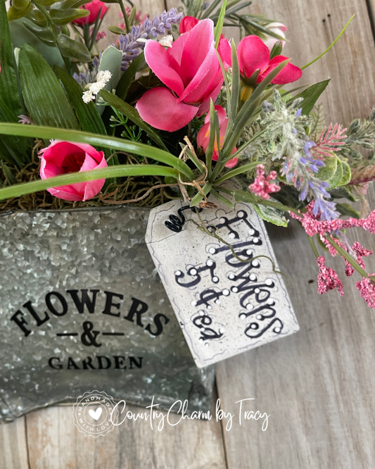 NEW! Flowers & Garden Smashed Can Hanger – Rustic Spring Floral Decor