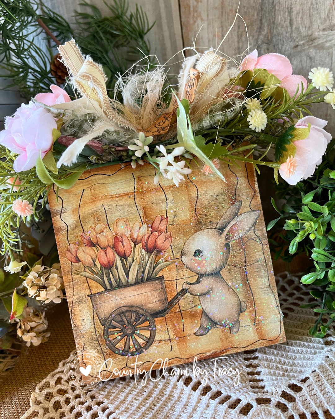 Picked Just for You Bunny Block Shelf Sitter #2– FREE SHIPPING