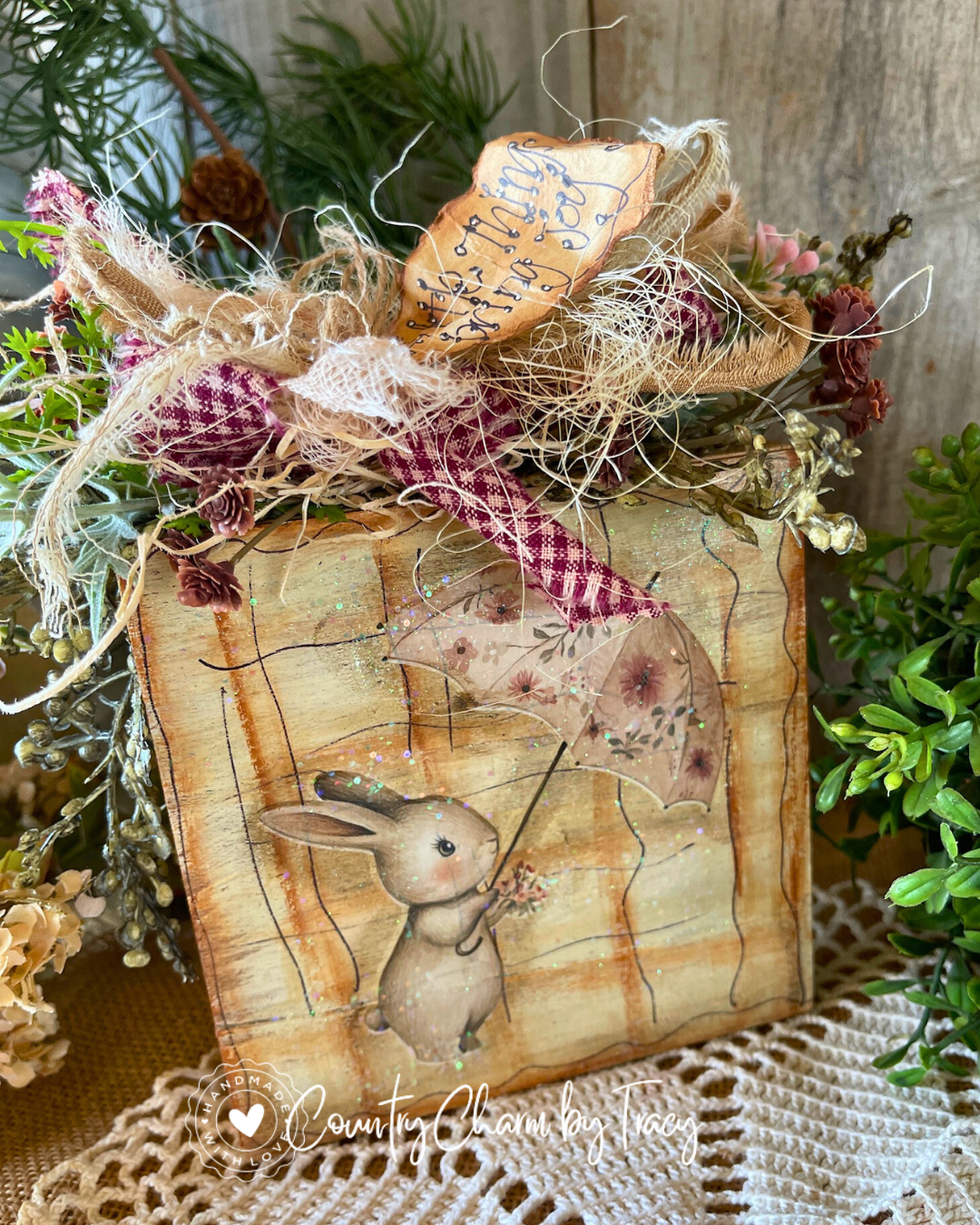 Little Things Bring Joy Bunny Block Shelf Sitter #1 – FREE SHIPPING