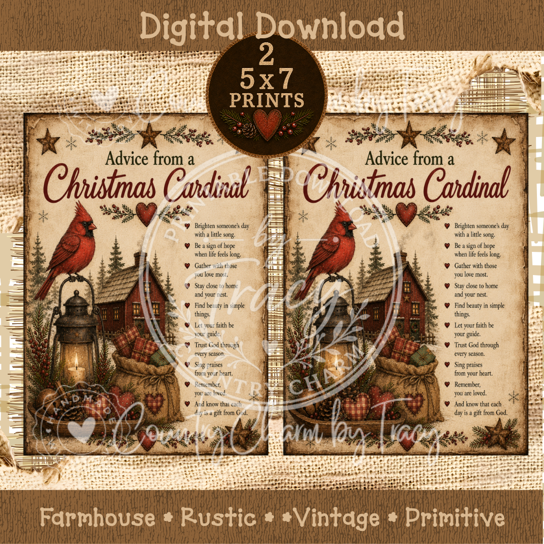 Advice from a Christmas Cardinal - 5x7 Prints Digital Download Two-Pack