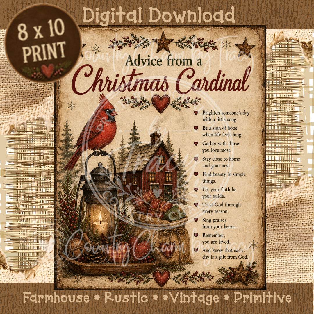 Advice from a Christmas Cardinal - 8x10 Printable Digital Download