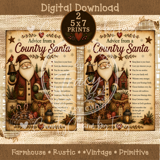 Advice from a Country Santa - 5x7 Prints Digital Download Two-Pack