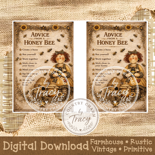 Advice from a Honey Bee – Digital Download Print | 5x7 Printable PDF