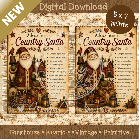 Advice from a Country Santa - 5x7 Prints Digital Download