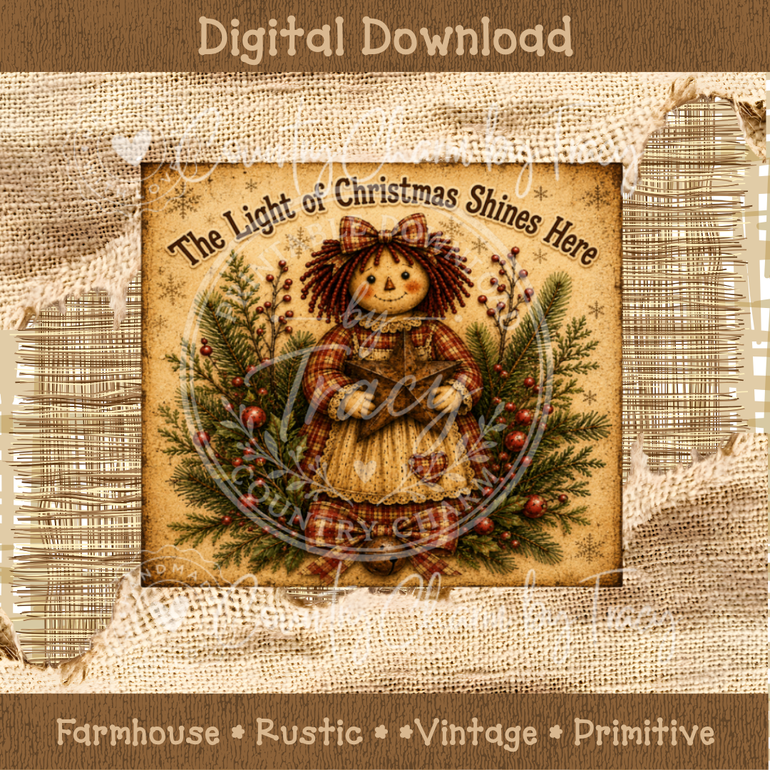 Christmas Annie Label - The Light of Christmas Shines Here