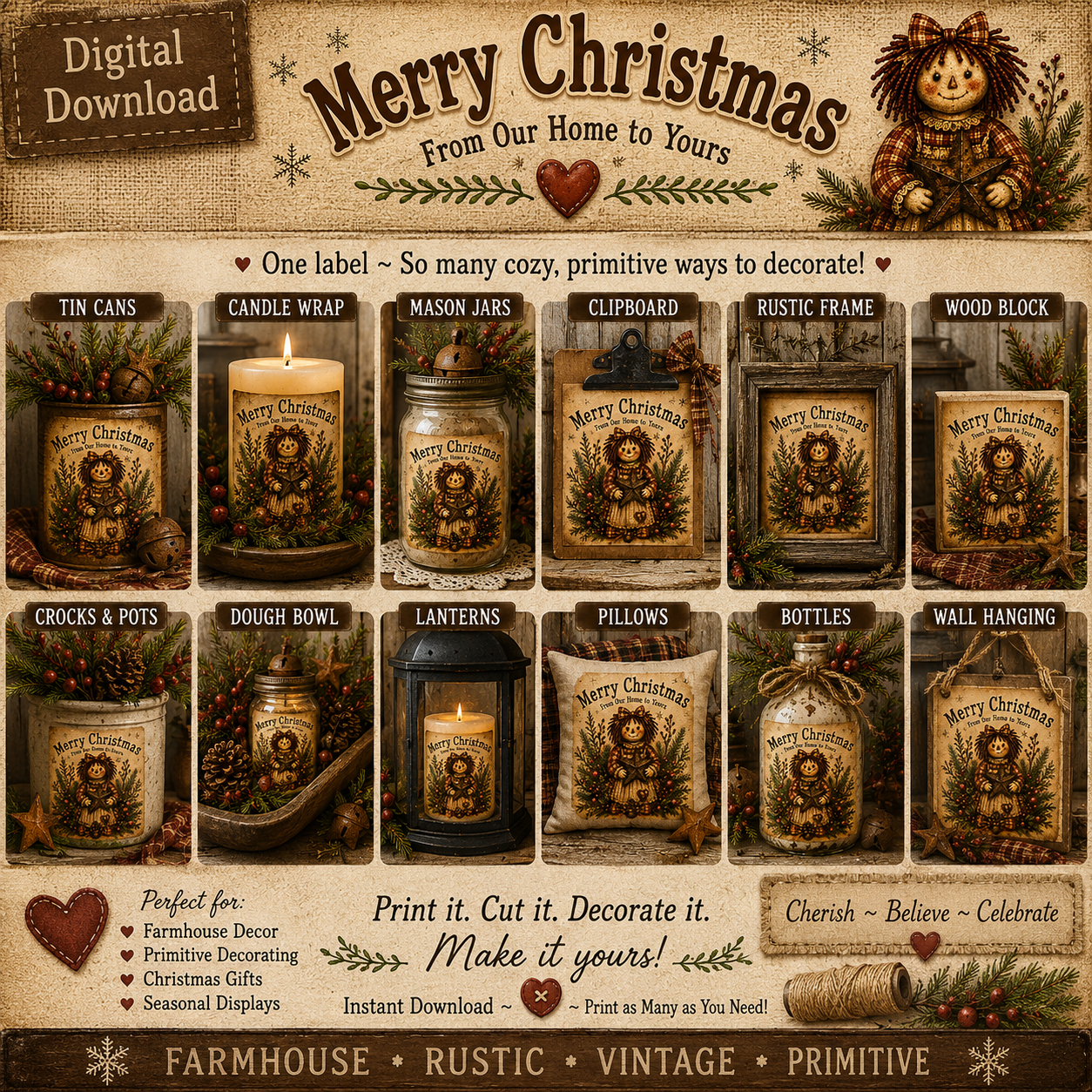 Merry Christmas From Our Home to Yours - Annie Christmas Label