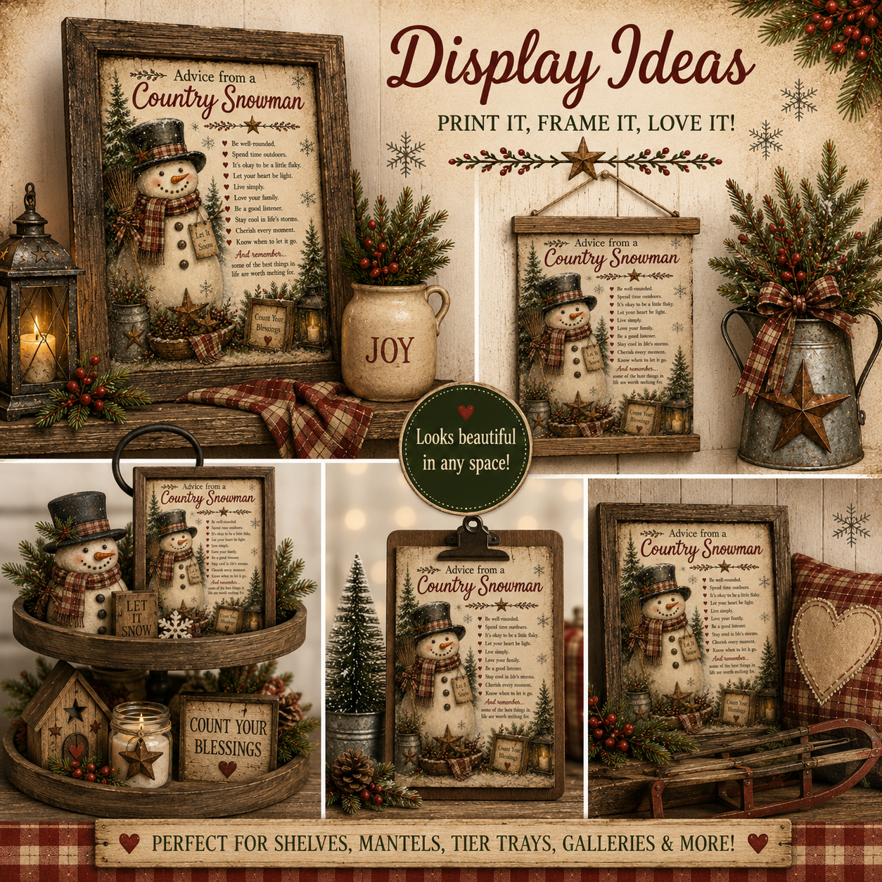Advice from a Country Snowman - 5x7 Prints Digital Download Two-Pack