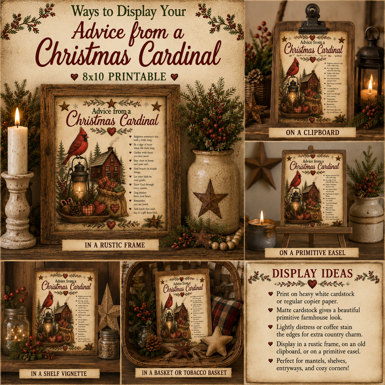 Advice from a Christmas Cardinal - 8x10 Printable Digital Download