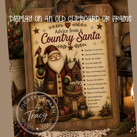 Advice from a Country Santa - Bundle Deal Digital Download 8x10 Print and 5x7