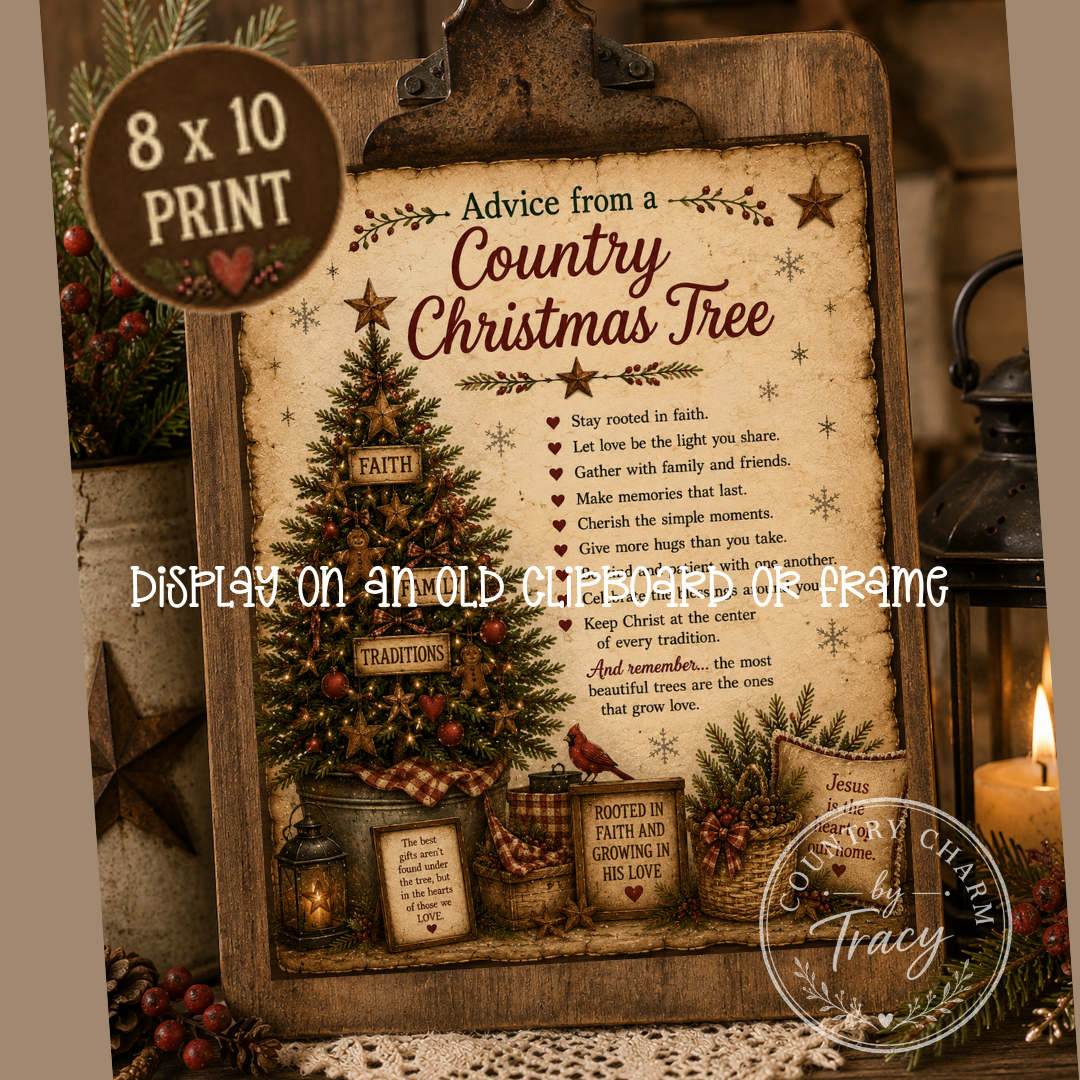 Advice from a Country Christmas Tree - Print Bundle (8x10, 2 5x7 and 2 Primitive Layering 5x5.5 Prints)