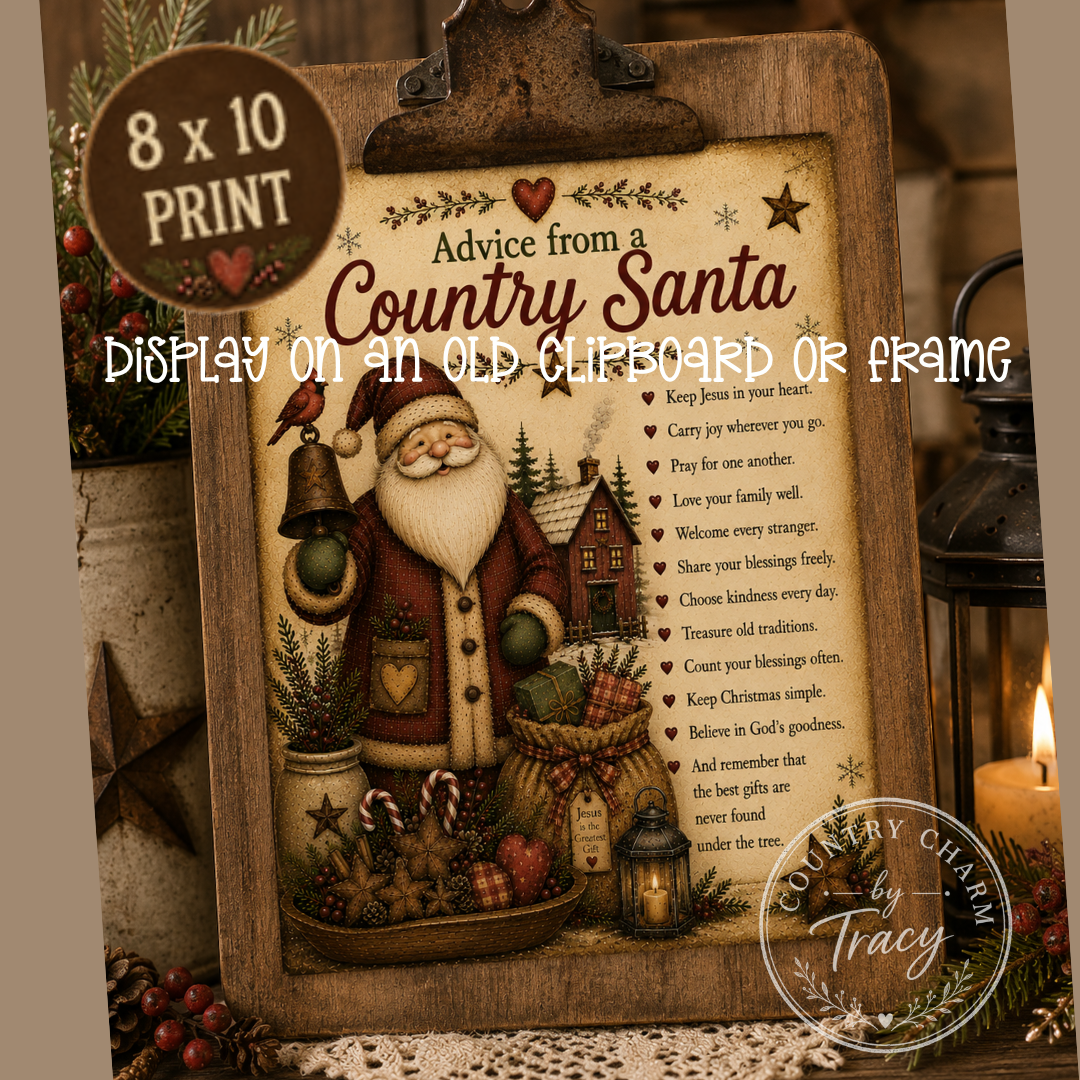 Advice from a Country Santa - Printable Bundle (8x10, 5x7 and Primitive Layering PDF)
