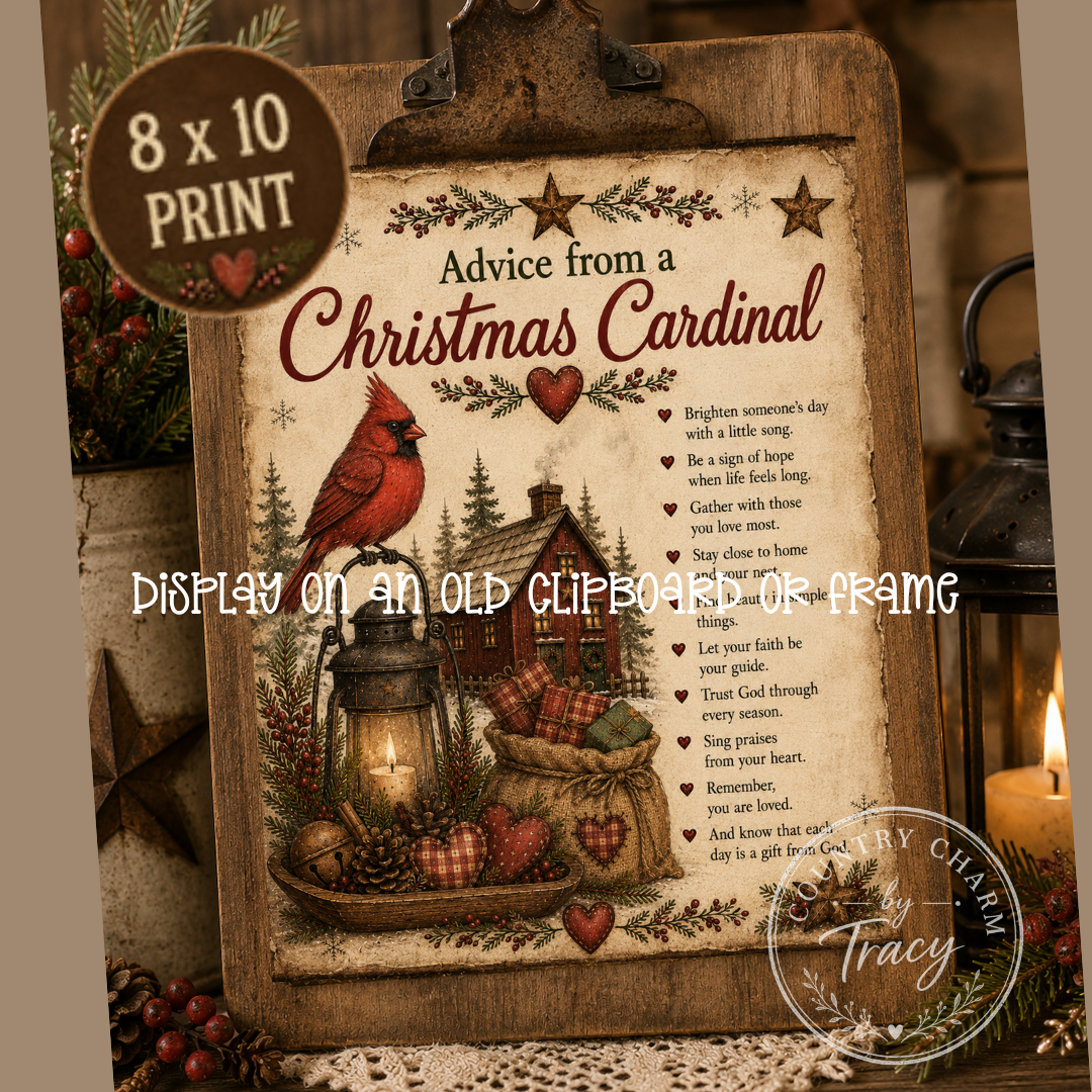 Advice from a Christmas Cardinal - 8x10 Printable Digital Download