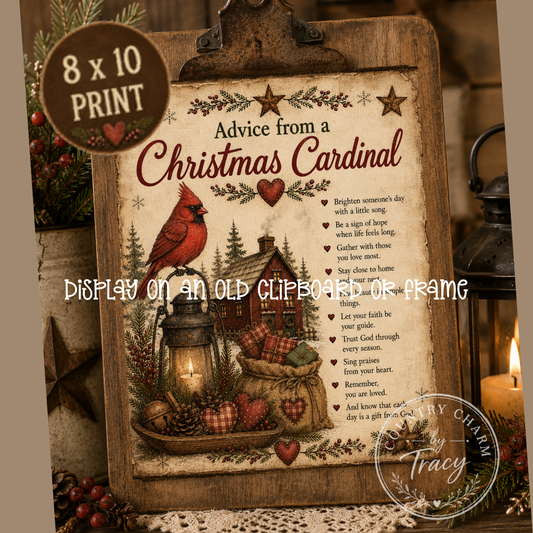Advice from a Christmas Cardinal - Printable Bundle (8x10, 5x7 and Primitive Layering PDF)