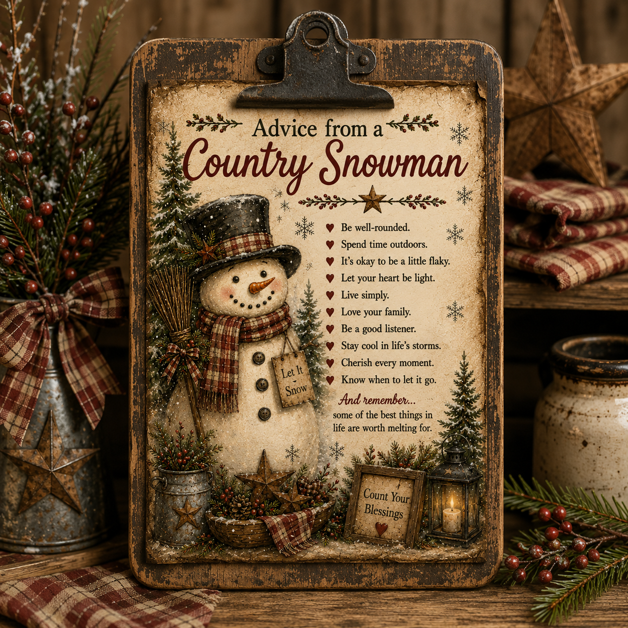 Advice from a Country Snowman - 8x10 Printable Digital Download