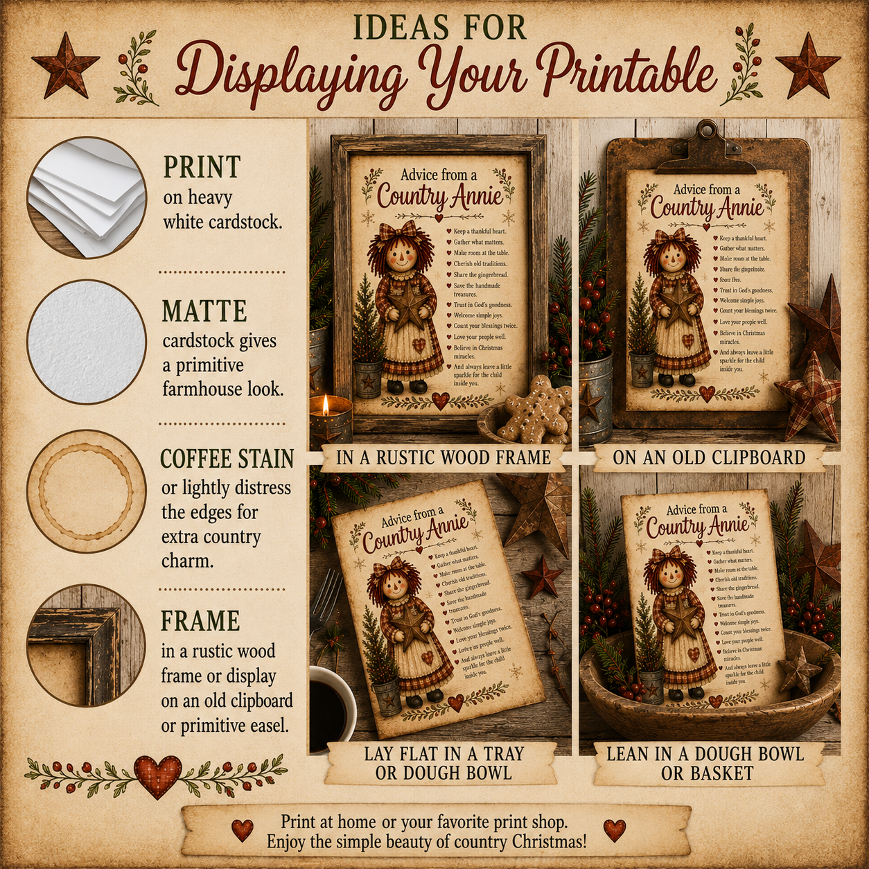 Advice from a Country Annie - 8x10 Digital Download | Farmhouse Rustic Primitive Christmas Decor