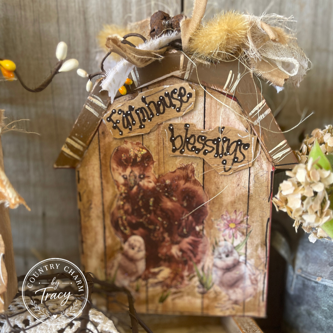 Fluffy Chickens Barn Wood Block Set of 3 - Home is Where the Hens Gather