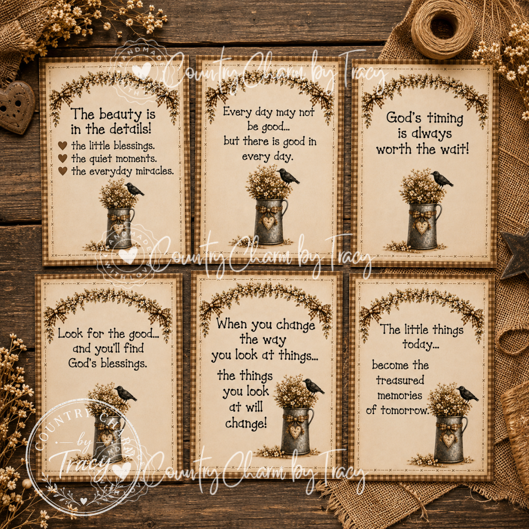 The Thankful Heart Collection - Six Primitive Country 5x7 Digital Printables