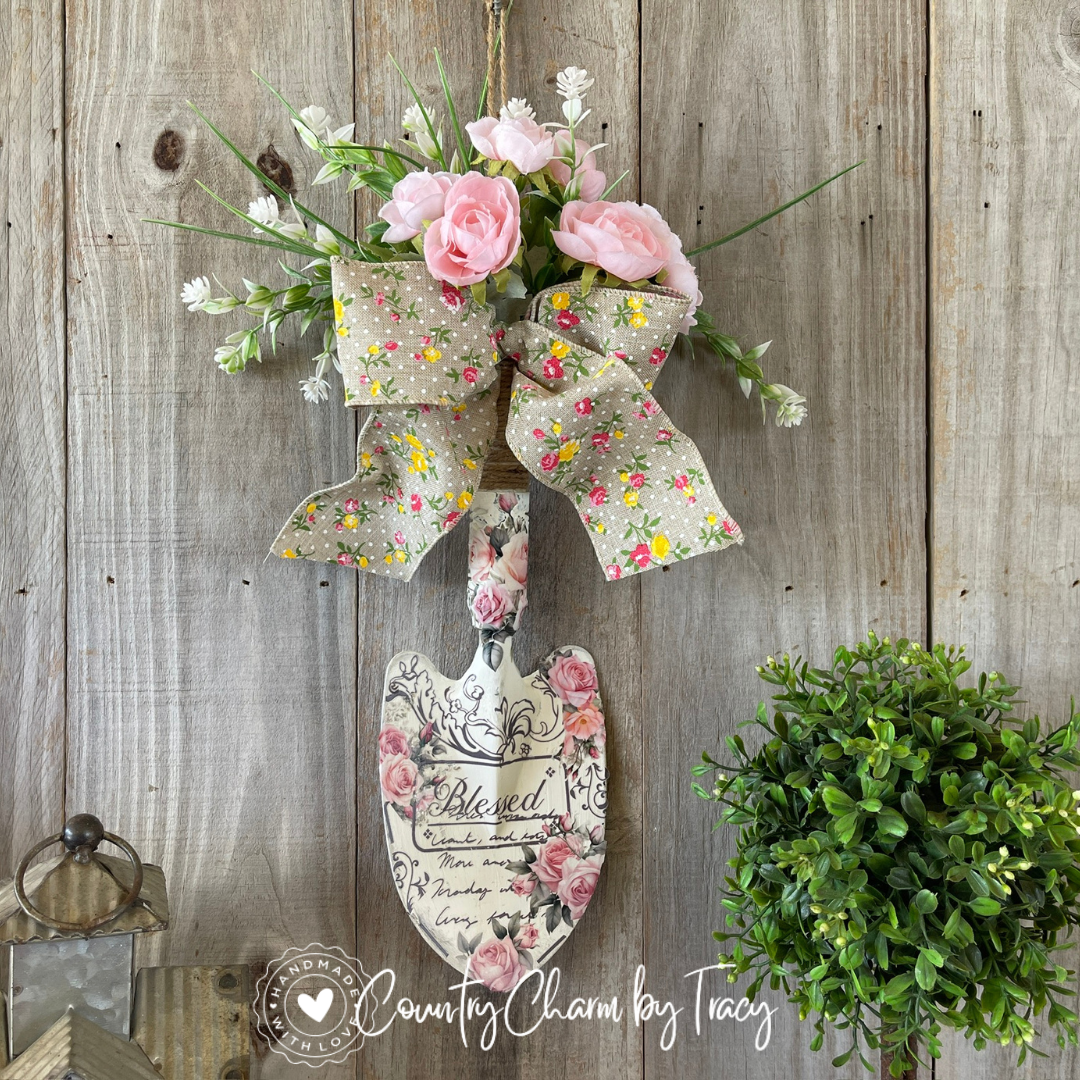 Floral Metal Shovel Wall Decor