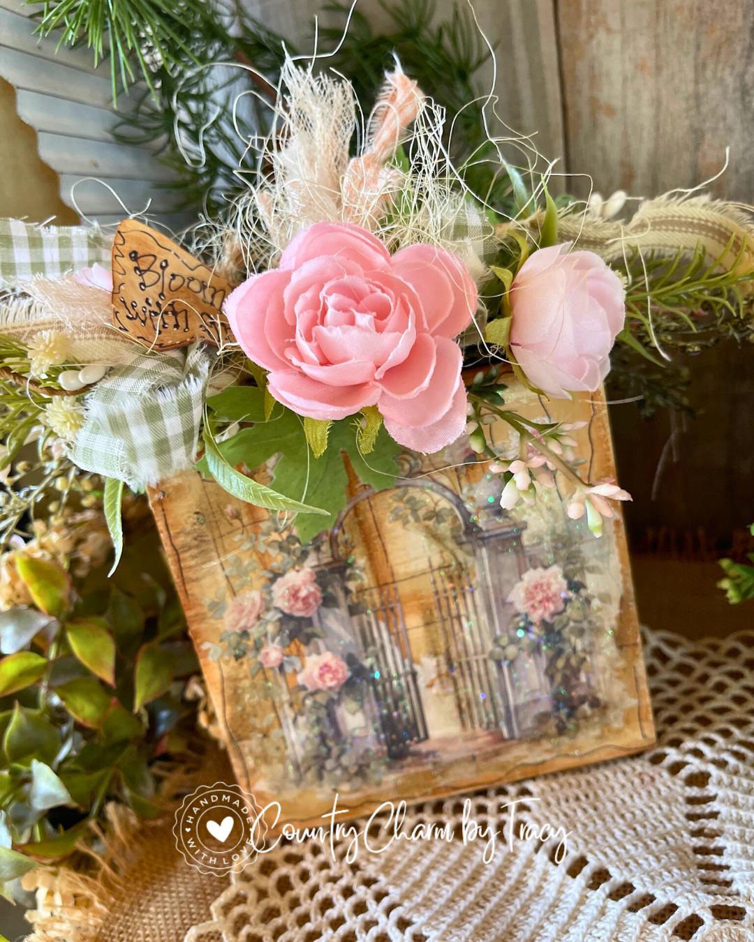 Blooming with Grace Garden Gate Block Shelf Sitter #4 – FREE SHIPPING