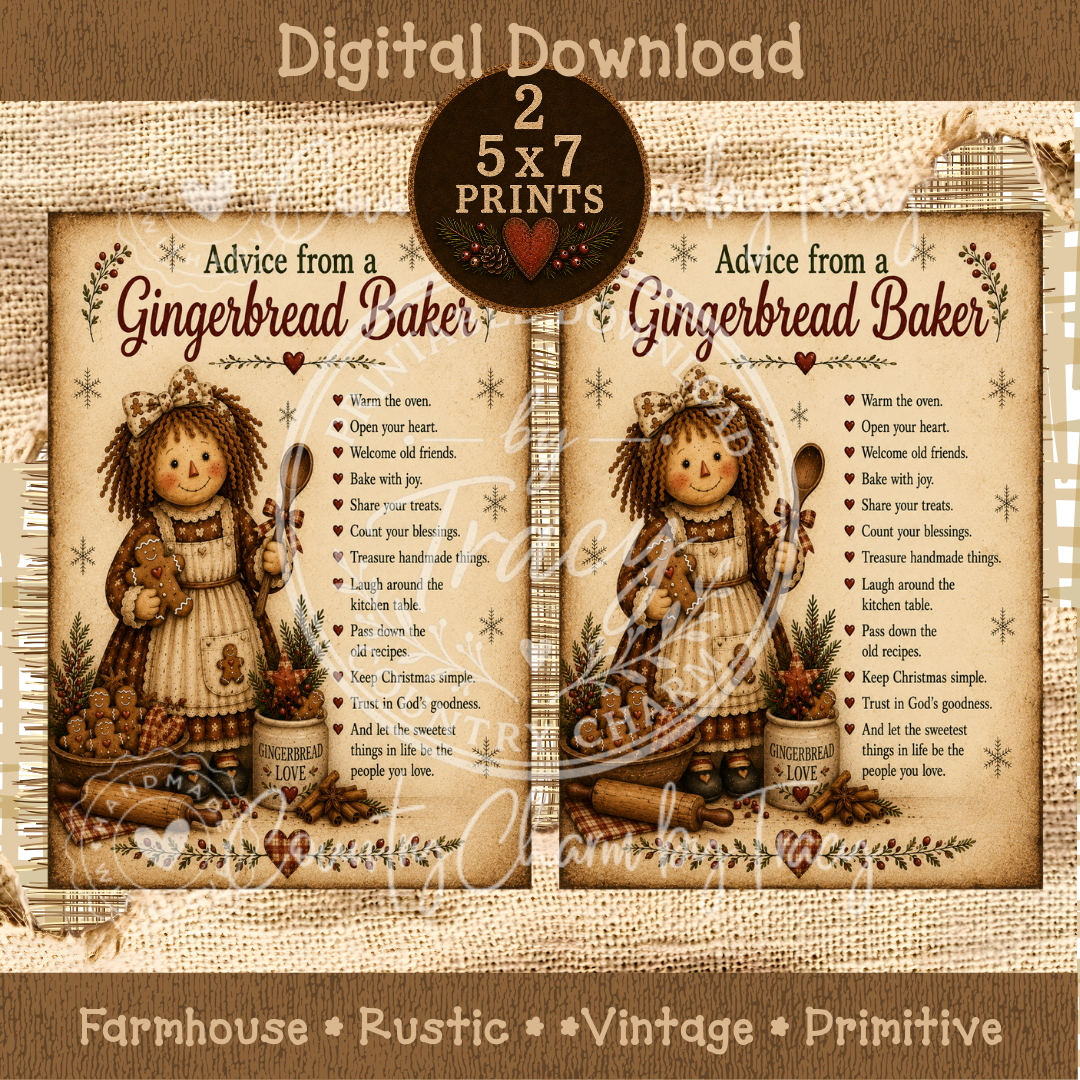 Advice from a Gingerbread Baker - 5x7 Prints Digital Download Two-Pack