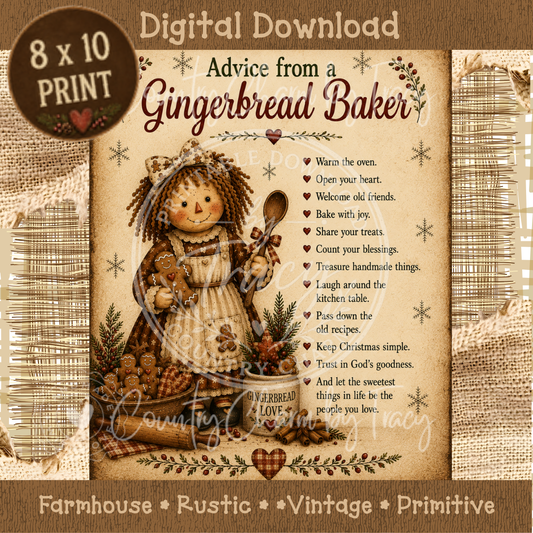 Advice from a Gingerbread Baker - 8x10 Digital Download Printable