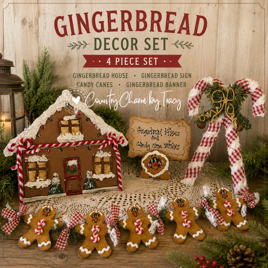 Gingerbread Decor Set of 4 - Handcrafted | Free Shipping in USA