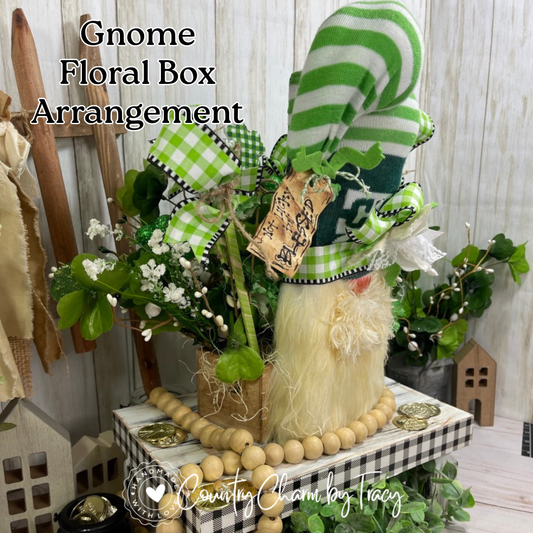 Lucky Little Things One-of-a-Kind Gnome Floral Centerpiece – Whimsical St. Patrick’s Day Shelf Decor