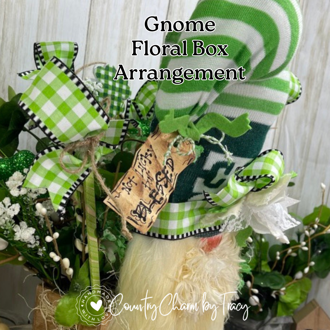 Lucky Little Things One-of-a-Kind Gnome Floral Centerpiece – Whimsical St. Patrick’s Day Shelf Decor