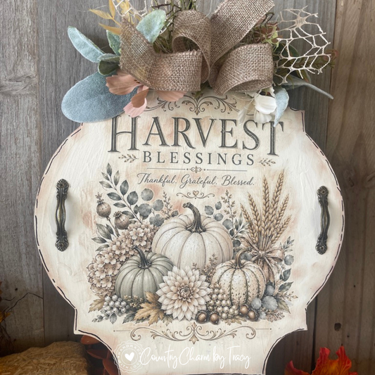 Vintage-Style Harvest Blessings Plaque Decor