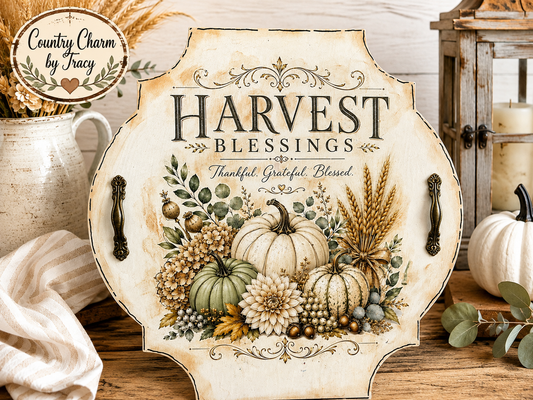 Vintage-Style Harvest Blessings Plaque Decor