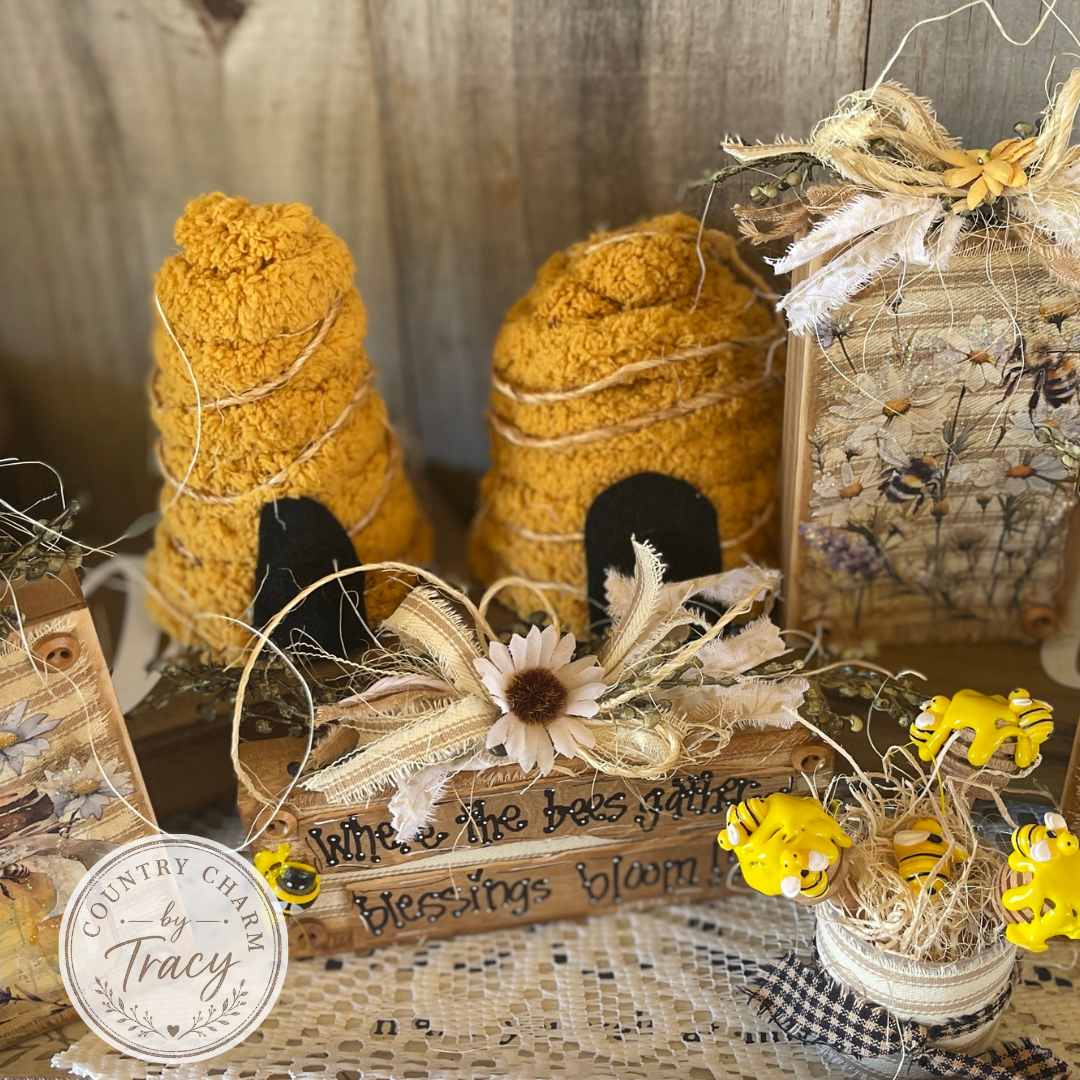 Rustic Bee Decor Wood Block 7 pc. Set