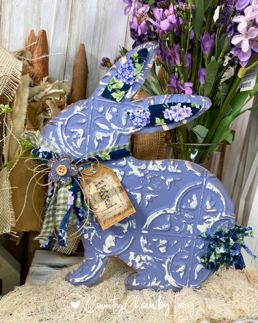 Lavender Bunny and Tulip Set of 3 –  Coordinating Set - Home Decor FREE SHIPPING