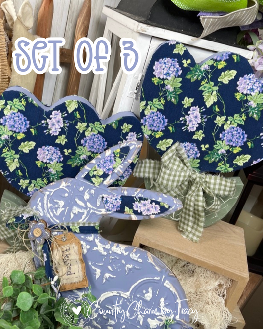 Lavender Bunny and Tulip Set of 3 –  Coordinating Set - Home Decor FREE SHIPPING