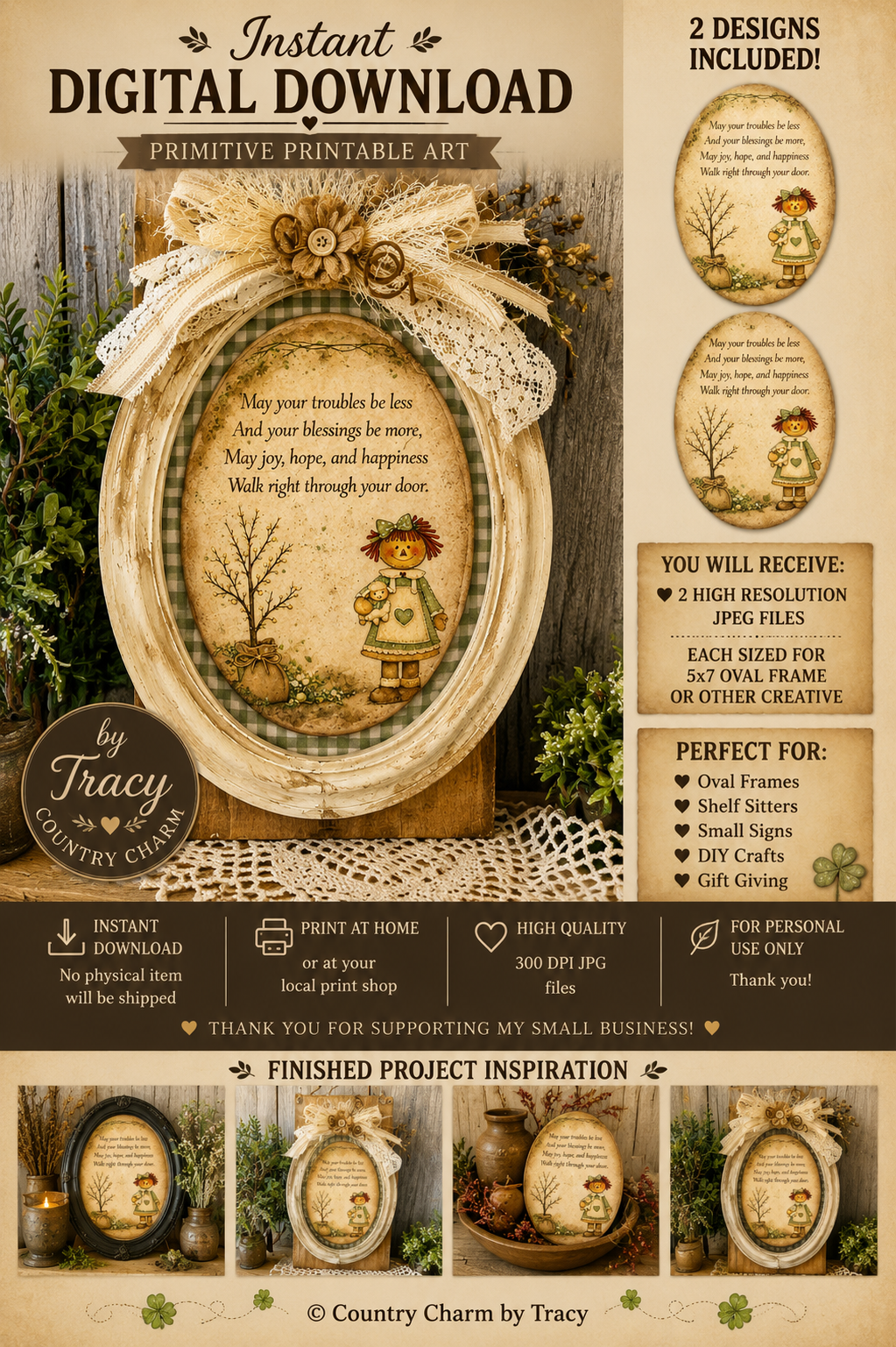 Lucky Annie – Oval | 5x7 Digital Download Printable PDF