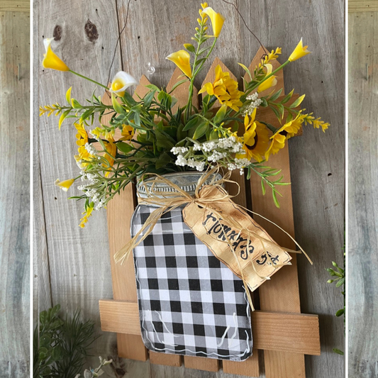 🌻 Rustic Sunflower Mason Jar Picket Fence Hanger