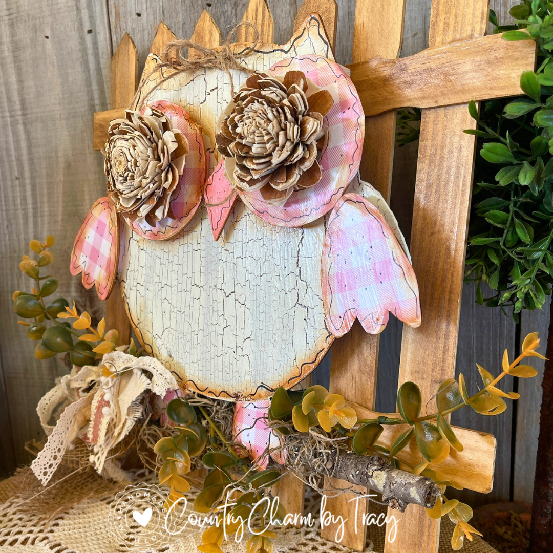 Rustic Owl Picket Shelf Leaner