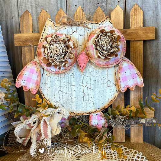 Rustic Owl Picket Shelf Leaner