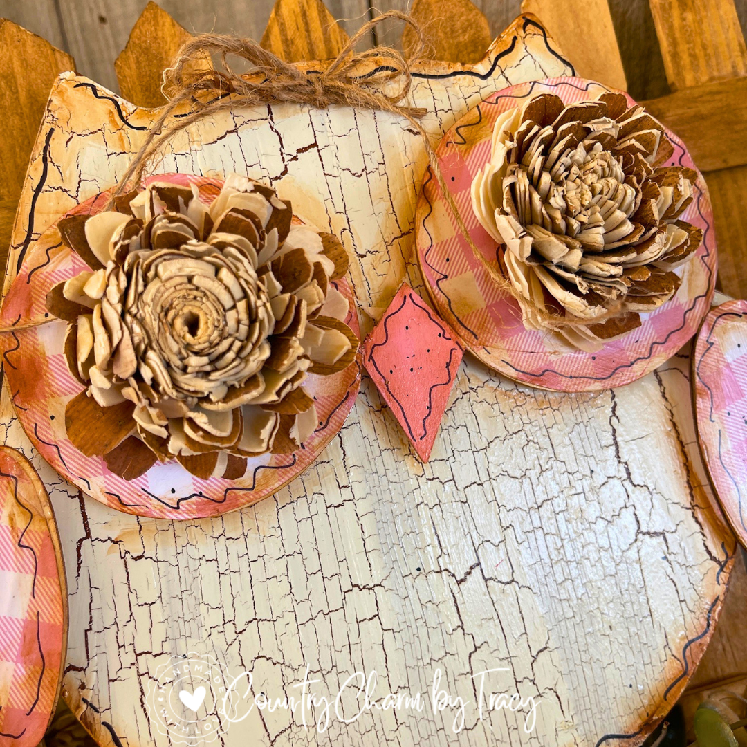 Rustic Owl Picket Shelf Leaner