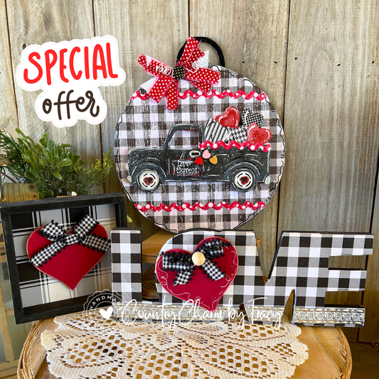 From the Vault – Black & Red Buffalo Check Valentine Set #1 - FREE Shipping