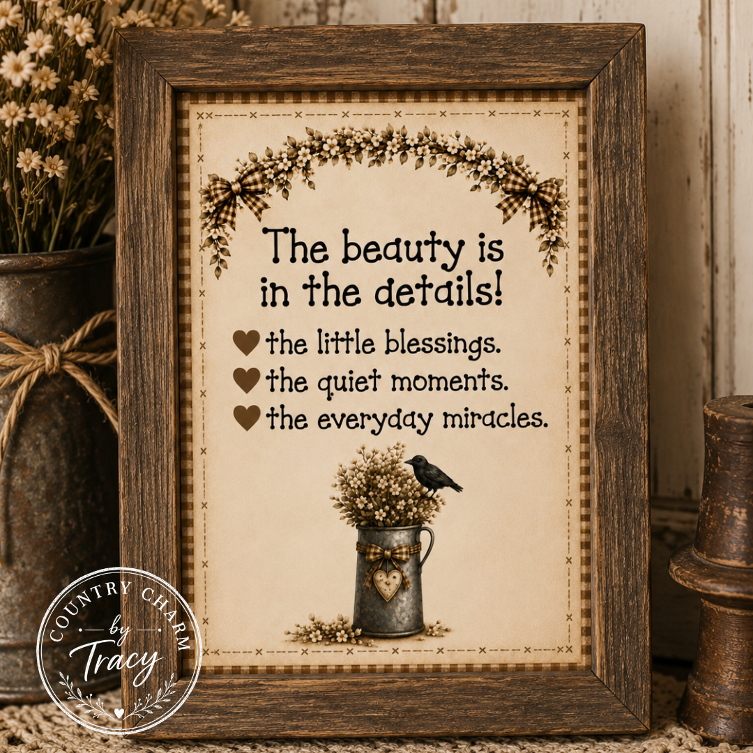 The Thankful Heart Collection - Six Primitive Country 5x7 Digital Printables