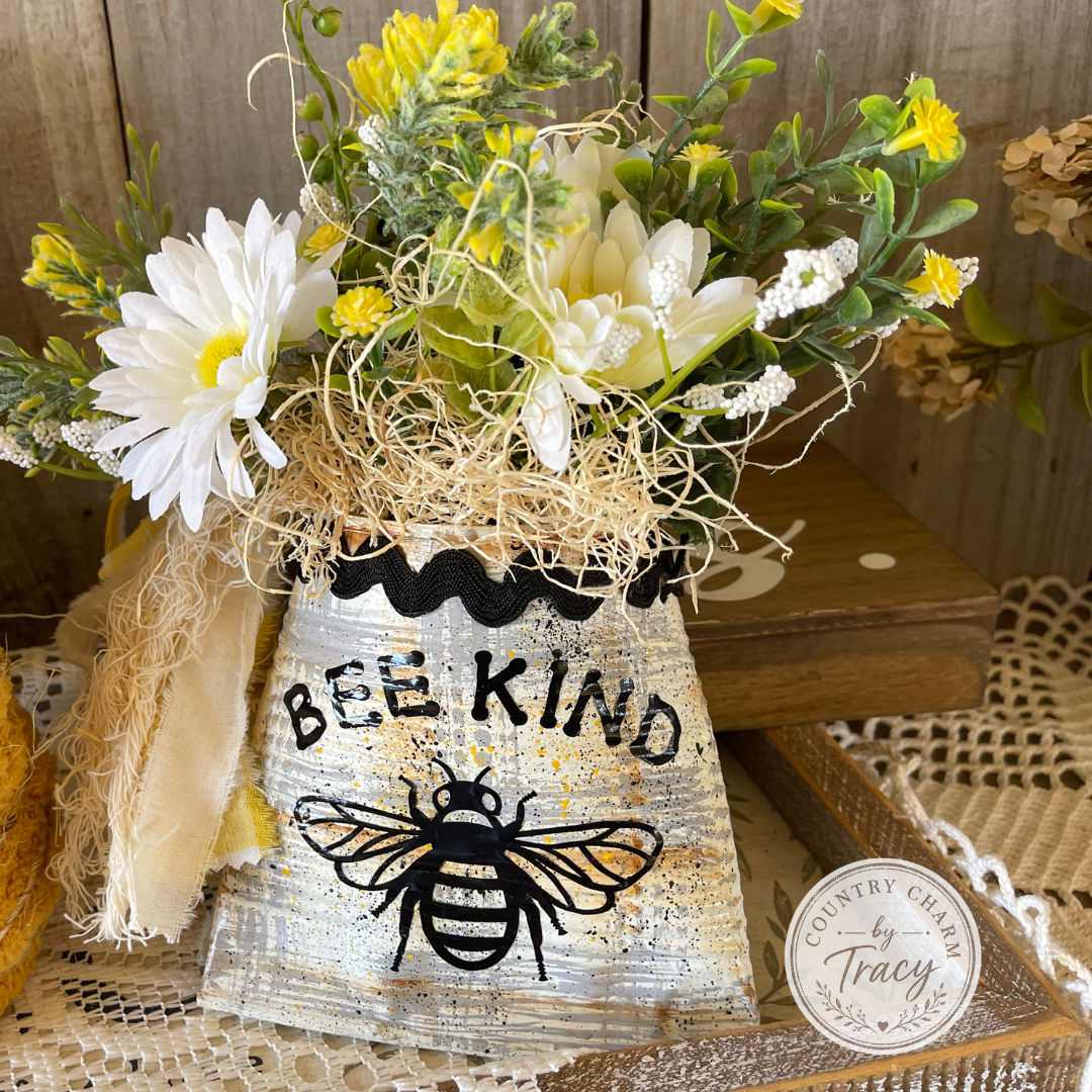 BEE Bundle Set of 4 - Wood Bee - Hives - Smashed Can Set