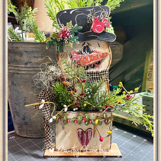 ❄️ Handpainted Snowman Prim Pocket ❄️