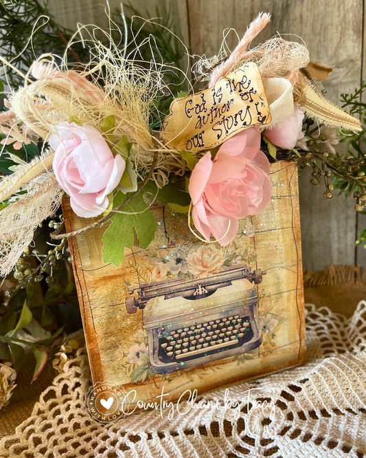 God is the Author of Our Story Typewriter Block Shelf Sitter #7 – FREE SHIPPING